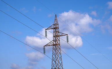 Electricity pylon with rust on the supporting structure