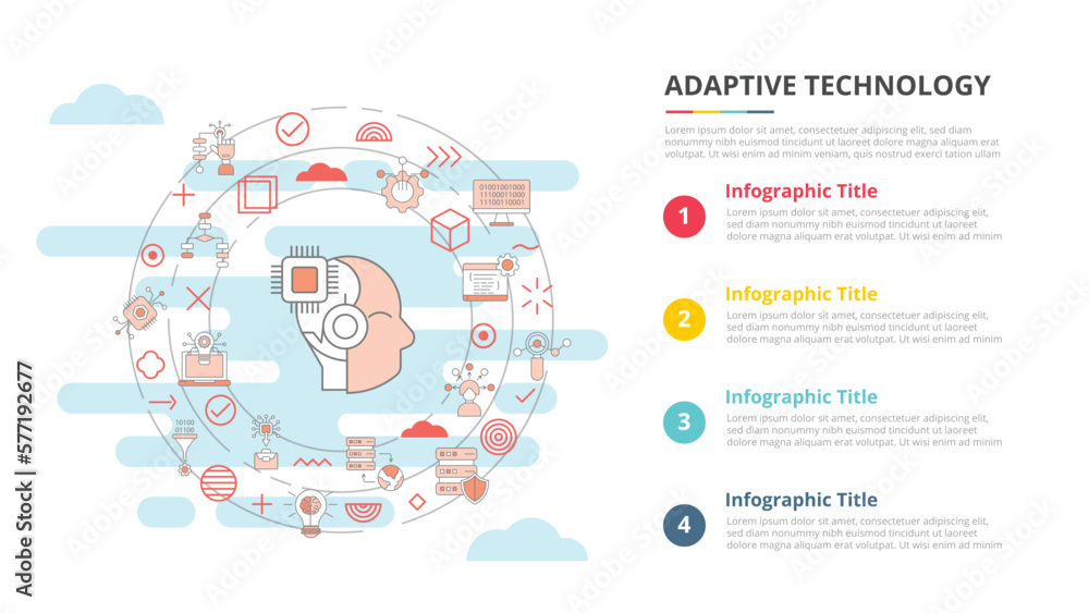 Poster adaptive technology concept for infographic template banner with four point list information