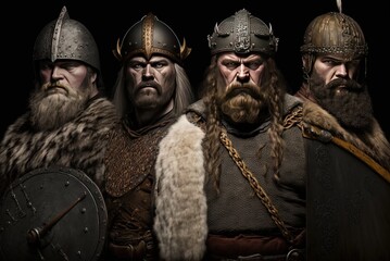 historic Scandinavian fighters, or "Vikings," from long ago Generative AI