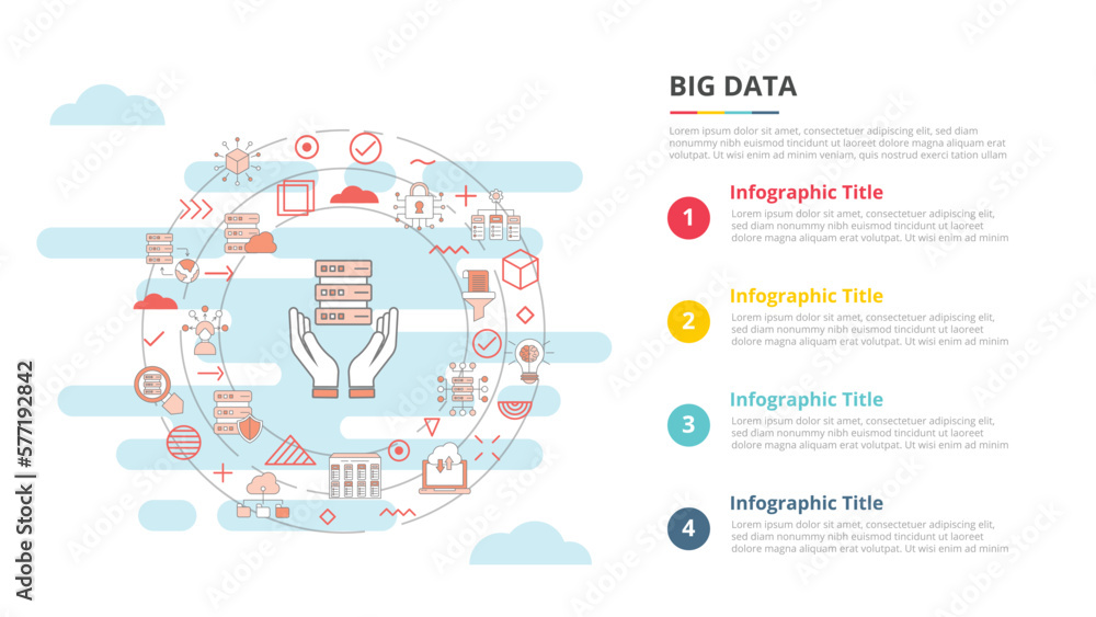 Aufkleber big data concept for infographic template banner with four point list information