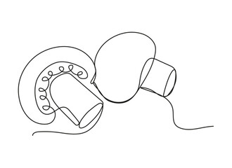 Online mushrooms icon. Continuous fruits and vegetables. Natural, healthy food for life and diets. Nutric products illustration in sketch style.