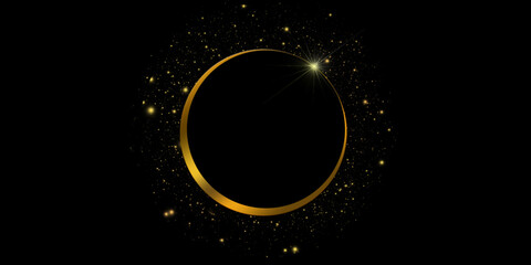 Golden circle abstract background with stars