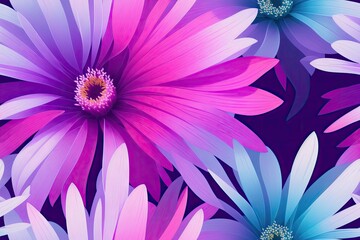 Obraz premium Seamless flowers pattern painting with trendy colors. Print Design, generative ai, perfect for interior, furniture and fashion.