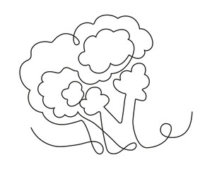 Online broccoli icon. Continuous fruits and vegetables. Natural, healthy food for life and diets. Nutric products illustration in sketch style.