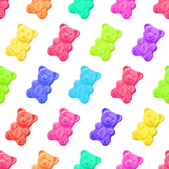 Rainbow gummy bears. Seamless pattern. Texture for fabric, wallpaper, decorative print	
