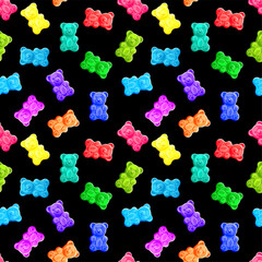 Rainbow gummy bears. Seamless pattern. Texture for fabric, wallpaper, decorative print	
