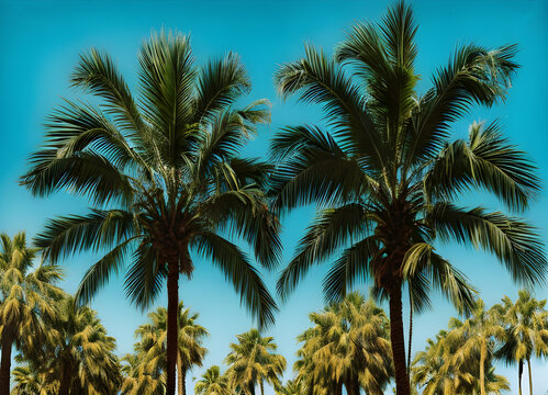 Healthy isolated fresh palm trees background created with generative ai