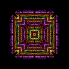 colourful caleidoscope symmetrical gradient modern line art pattern of indonesian culture traditional tenun batik ethnic dayak ornament for wallpaper ads background 
