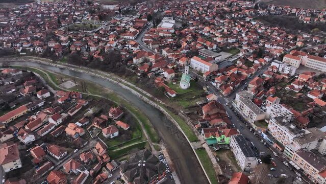 Panorama Of Knjazevac City Center, Aerial View, Serbia