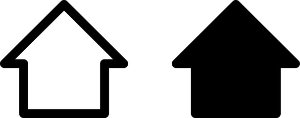 Simple Black and White House Icon Set. Vector Image.