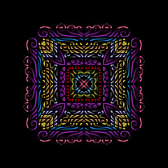 colourful caleidoscope symmetrical gradient modern line art pattern of indonesian culture traditional tenun batik ethnic dayak ornament for wallpaper ads background 
