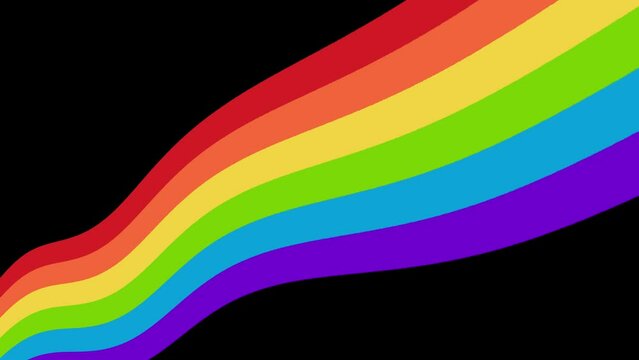 Pride Banner with LGBTQ Rainbow Flag Wave. Pride Month Web Banner Vector animation. Pride Rainbow Flag Wave Design Element on a black background for cutting or overlaying on video. LGBTQ+ Pride