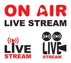 Live stream, on air icon set
