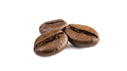 Coffee beans pattern. Black espresso coffee bean flying on white. Aromatic grain fall isolated. Represent breakfast for energy and freshness concept