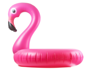 Flamingo icon. Pink pool inflatable flamingo for summer beach is