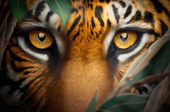 Tiger's eyes in the jungle