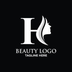 Letter H Beauty Face Logo Design Template Inspiration, Vector Illustration.
