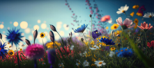Obraz na płótnie Canvas Wild Flower Meadow Spring AI