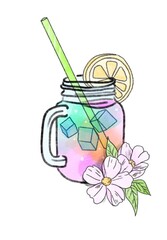 Ice Tea Mug isolated colorful flower