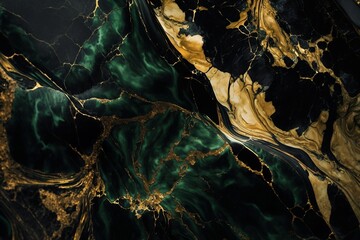 Abstract colorful marble art, and functional art, like watercolor geode painting. golden, green, and black marble background. 3d wallpaper for the wall decor. resin geode. AI generated