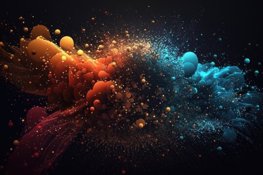 Particle abstract background closeup. AI generation © yuliachupina