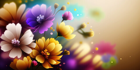 Beautiful floral spring banner for Mother's day, 8 March. Generative AI