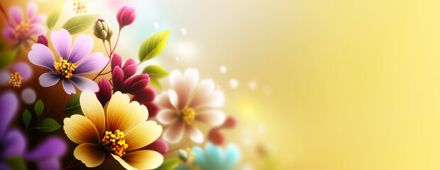 Beautiful floral spring banner for Mother's day, 8 March. Generative AI