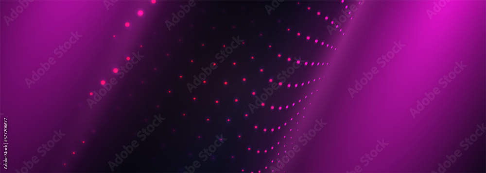 Poster Dark purple vector wide modern abstract background with violet particle dots. Vector illustration