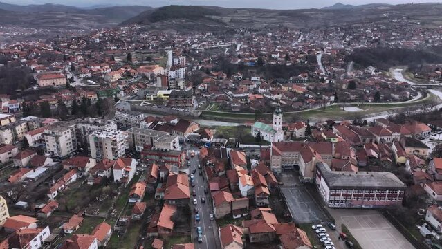 Panorama Of Knjazevac City Center, Aerial View, Serbia
