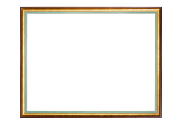 Old wooden frame for pictures on transparent background