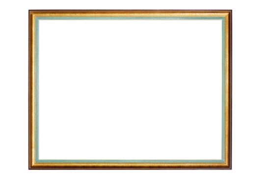 Old wooden frame for pictures on transparent background