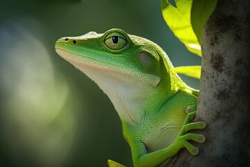 illustration, a lizard on a tree branch,generative ai