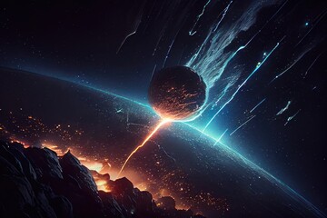Obraz na płótnie Canvas Meteors and meteor showers hitting Earth. Generative AI.