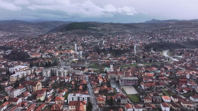 Panorama Of Knjazevac City Center, Aerial View, Serbia