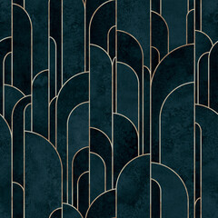 Art deco style geometric forms seamless pattern background - 577208677