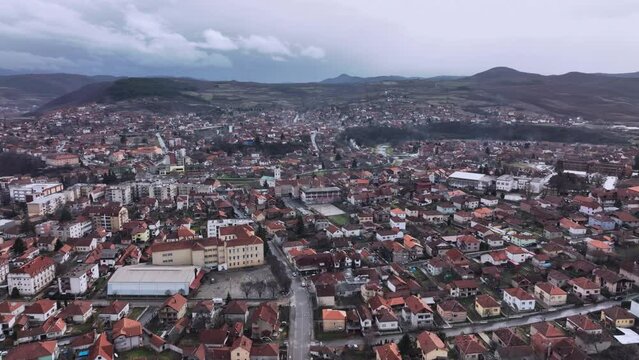 Panorama Of Knjazevac City Center, Aerial View, Serbia