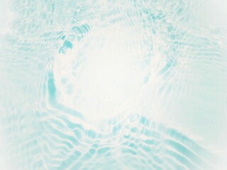Defocus blurred transparent blue colored clear calm water surface texture with splashes and...