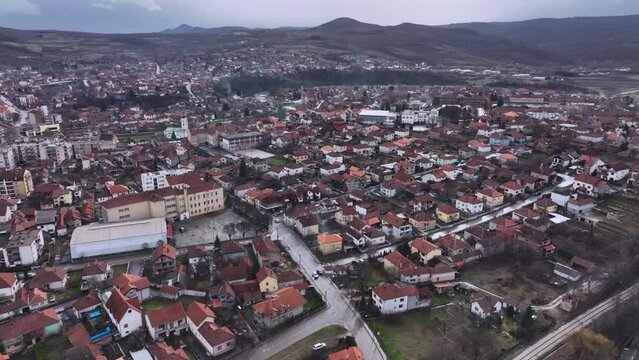 Panorama Of Knjazevac City Center, Aerial View, Serbia
