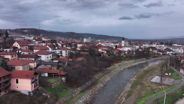 Panorama Of Knjazevac City Center, Aerial View, Serbia