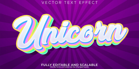 Unicorn pink text effect, editable light and soft text style