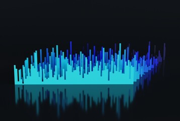 Abstract shapes in the form of bar graphs in random values. Financial and business concept, presenting values in the form of graphs. 3D render, 3D illustration.