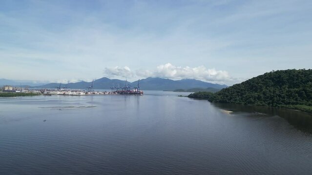 Aerial view of Paranagu&aacute; Bay and Paranagu&aacute; Port - APPA and TCP Container Terminal - Paranagu&aacute;, Paran&aacute;, Brazil.