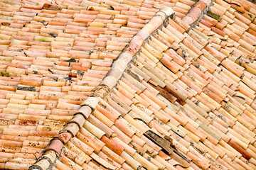 Old terracotta tile roofs