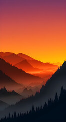Vertical Graphic Mountain Silhouette Landscape #9
