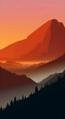 Vertical Graphic Mountain Silhouette Landscape #6