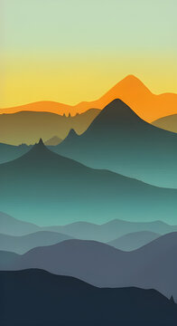 Vertical Graphic Mountain Silhouette Landscape #14 © StudioSocietal