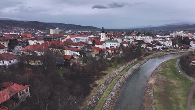 Panorama Of Knjazevac City Center, Aerial View, Serbia
