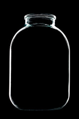 3 liter glass jar silhouette isolated on black background