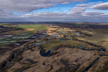 Belarus landscape during spring flood, Brest region