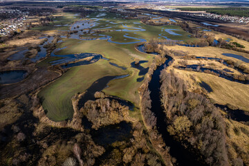Belarus landscape during spring flood, Brest region